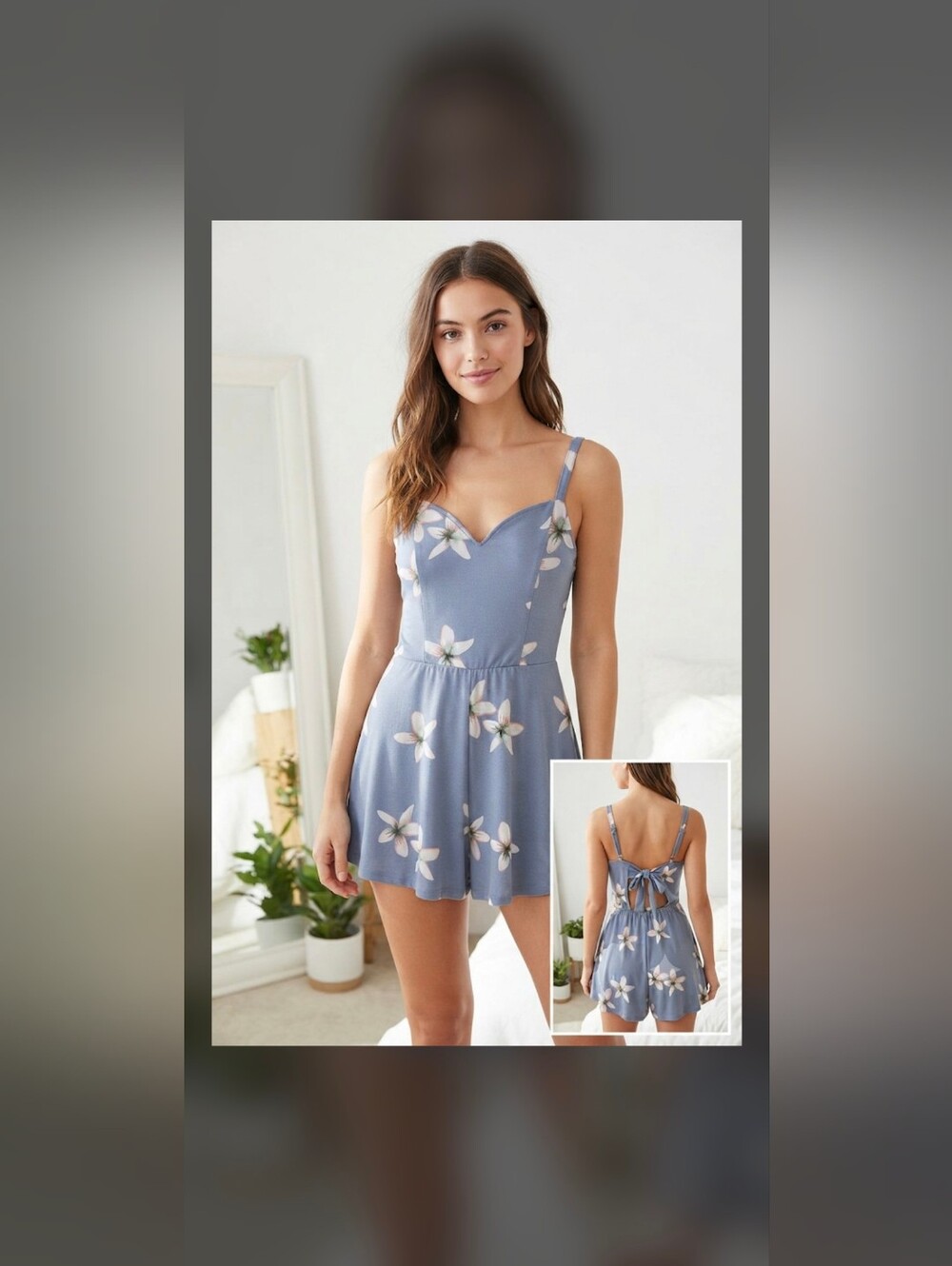Aeropostale Cottagecore Dusty Blue Floral Romper